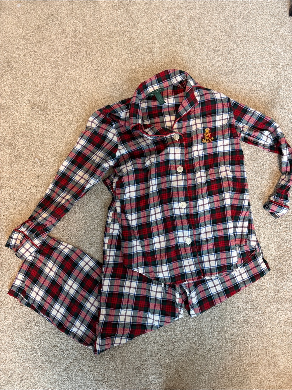 Ralph Lauren Red, Green and White Plaid Pajama Set